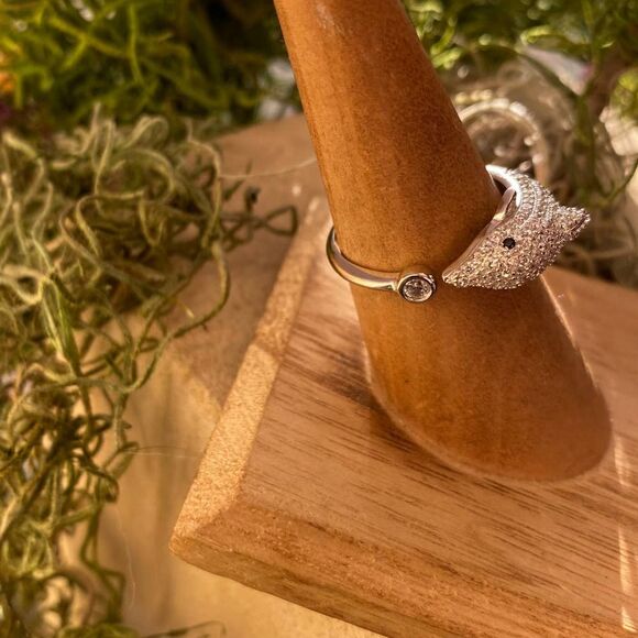 Micro Pave 14k Cz Diamond Dolphin Sterling Silver Ring Sizes 7,8,9 - Picture 3 of 9